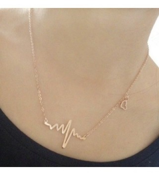 ELBLUVF Plated Stainless steel Cardiogram Necklace