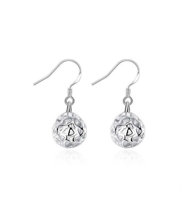 HMILYDYK Genuine 925 Sterling Silver Plated Jewelry Solid Ball Shape Hoop Earrings - C211WIT6U1V