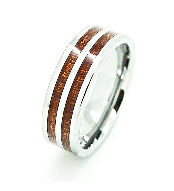 Unisex 8mm Tungsten Carbide Wedding Band with Dual Wood Grain Inlay - CV11EZ8CVGV