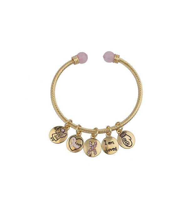 Lux Accessories I am Love Breast Cancer Awareness Slide Charm Bangle Bracelet Bracelet - CZ12HHCWV9N