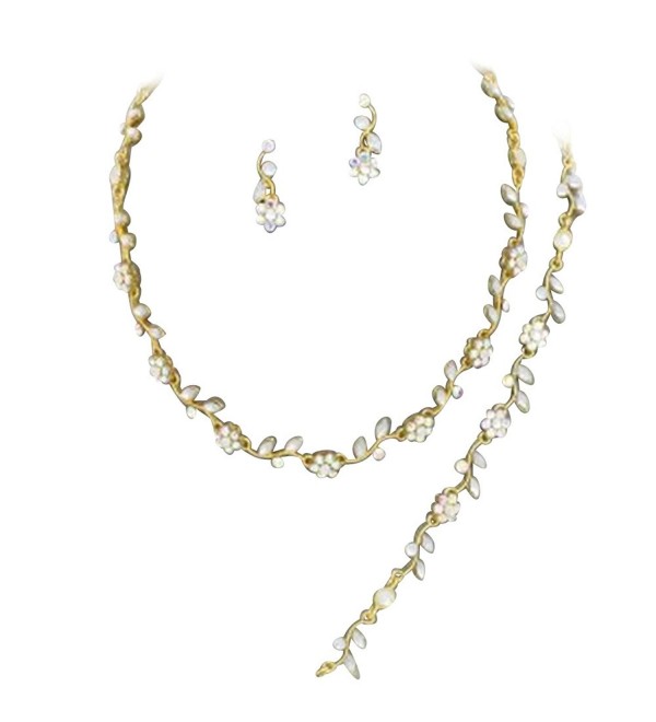 Affordable Gold Tone Color Crystal Bridesmaid 3 Bridal Necklace- Earring- Bracelet Set J2 - CT11JAM7ESB