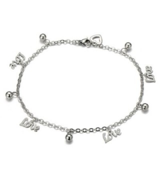 Stainless Steel Anklet Bracelet with Dangling Charms of Love Letters - CN123D83C2P