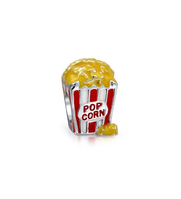 Bling Jewelry Sterling Silver Popcorn Bucket Enamel Food Charm Bead - CW12713KMK3