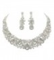 Rosemarie Collections Women's Bridal Jewelry Crystal and Faux Pearl Necklace Earrings Set - CH17XDAHK58