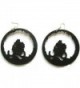 Full Afro Hoop Earring Natural Hair Earrings African American Woman Earring African Jewelry Wood Earrings - Black - CO12CMVUBFZ