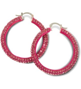 Hot Pink Crystal Hoop Earrings - CK11ZVS0KQ7