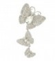 EVER FAITH Women's Austrian Crystal 3 Butterflies Insect 4.8 Inch Pendant Brooch - Clear Silver-Tone - CI11ZN8OSI1