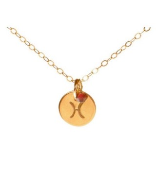 Pisces Necklace - Tiny Gold Filled Simple Zodiac Sign with Birth Month Charm- Zodiac Necklace - C011EGL0APZ