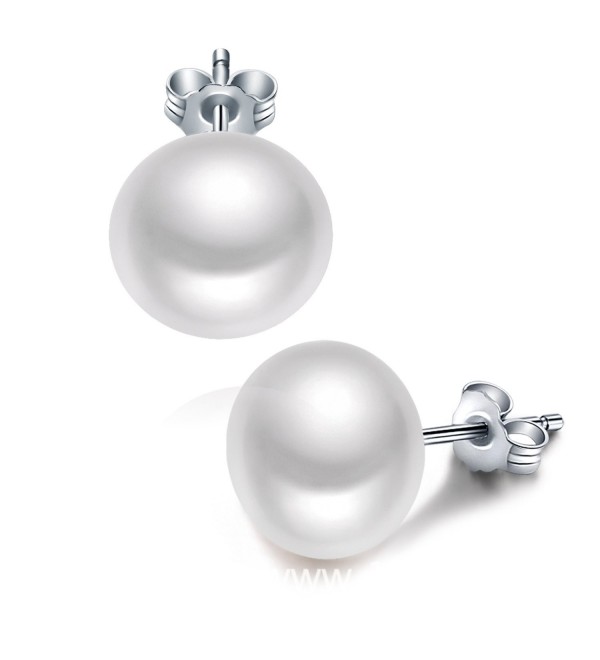 Sinya Button Freshwater Cultured Pearl Earrings in 925 Sterling Silver 10-10.5mm Classic Jewelry Gift to Women - CJ12FVIFIH7