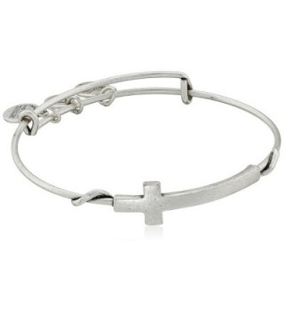 Alex and Ani Spiritual Armour Cross Expandable Wire Bangle Bracelet- 7.75" - Rafaelian Silver Finish - CB115VPP7J5