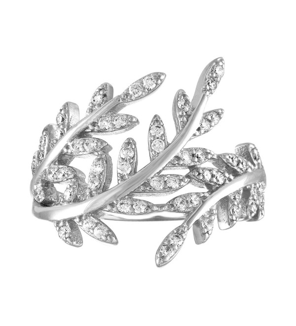 Sterling Silver CZ Leaf Vine Statement Ring - CF12IK4AL2F