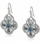 1928 Jewelry Silver-Tone Dark and Light Blue Crystal Filigree Drop Earrings - C211O2TIX5V