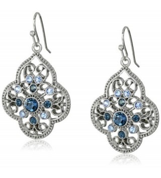 1928 Jewelry Silver-Tone Dark and Light Blue Crystal Filigree Drop Earrings - C211O2TIX5V
