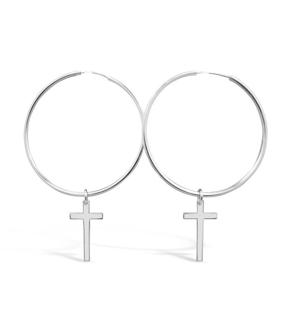 Sterling Silver Cross Hoop Earrings 100% Hypoallergenic and Nickel Free - CO17YCI36QI