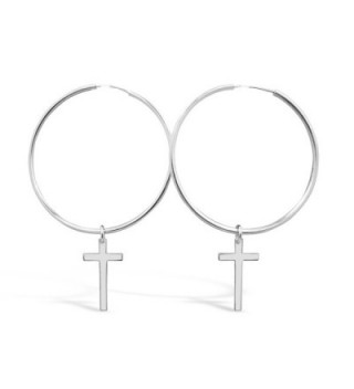 Sterling Silver Cross Hoop Earrings 100% Hypoallergenic and Nickel Free - CO17YCI36QI