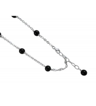 6mm Black Onyx with .925 Sterling Silver Anklet- Bracelet. 7-8-9-10-11-12-13 Inches - CD121JNXFG9
