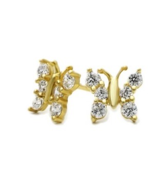 14K Yellow Gold Butterfly Screwback Stud Earrings - CK115O8DLRT
