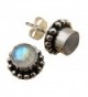 925 Silver Plated RAINBOW MOONSTONE ETHNIC Stud Earrings ! Indian Gemstone Jewelry - C712O5W9ARM