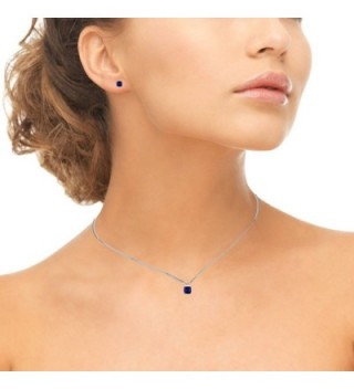 Sterling Sapphire Solitaire Necklace Earrings in Women's Jewelry Sets