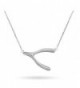 925 Silver Sideways Wishbone Necklace and Pendant Length 16" - 18" Christmas Gift - CB11LXOOD57