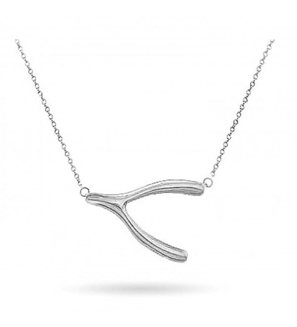 925 Silver Sideways Wishbone Necklace and Pendant Length 16" - 18" Christmas Gift - CB11LXOOD57
