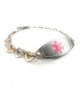 MyIDDr - Pre-Engraved & Customized Bee Sting Allergy Ladies Medical Bracelet- Steel & Rose Hearts - C411KF75NW5