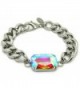 Zbella 7.5" AB Crystal Chunky Stainless Steel Curb Chain Bracelet - CC128J9ZQ63