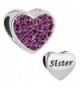 Heart of Charms Love Heart Sister Charms Charm Beads For Bracelets - Purple - CE1839394DQ