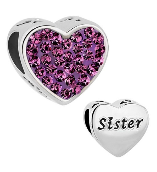 Heart of Charms Love Heart Sister Charms Charm Beads For Bracelets - Purple - CE1839394DQ
