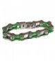 Kodiak Stainless-Steel Motorcycle Bike Chain Bracelet Silver/Green With Crystals - CO11SRQABGX