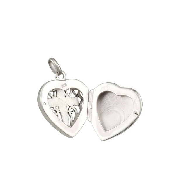 WithLoveSilver 925 Sterling Silver Filigree Cross Heart Shape Locket Pendant - CZ11WSIBUQH