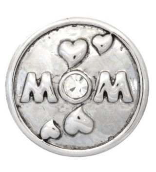 Mom with Hearts Silver Nugz - interchangeable jewelry snap - C411P07QQJJ