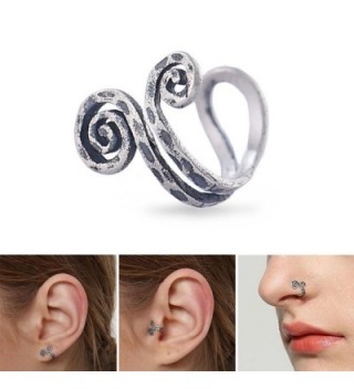 Aifeer Cool Handmade Single Nose Ring Ear Cuff Earring Clip Coiled S925 Sterling Silver 3 Ways to Wear - C1182X2A23K