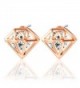 Stud Earrings- UHIBROS Unisex Stainless Steel Cubic Zirconia Diamond Shaped Earrings Stud - rose gold - CR12O6SF2C7