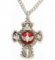 Heartland Women's Sterling Silver 4 Way Cross Pendant Red Enamel Dove Center + Best Quality USA Made - CM119PYDBZZ