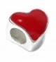 Sterling Silver Red Enamel Love Heart European Bead Charm - CX114CTPBVP