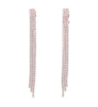 Grace Jun Earrings Pierced Gorgeous - 3 rows rose gold plated - CF1886XXDUW