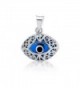 Blue Glass Evil Eye Filigree Sterling Silver Pendant - CF116GA7XUJ