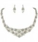 EVER FAITH Wedding Cream Simulated Pearl Orchid Cluster Jewelry Set Clear Austrian Crystal - CB11GREH4KT