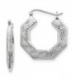 Sterling Silver Hinged Textured Rhodium-plated Greek Key Hoop Earrings - CN113OD0EKD