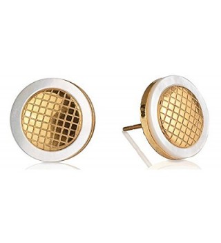 Edforce Stainless Steel Women's Criss Cross Gold Stud Earrings Pattern- 12mm - CA12M1FRUC9