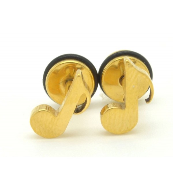 Chelsea Jewelry Basic Collections Fancy Gold Eighth Note Music Note Screw-back Stud Earrings - CX11HE1KBO5