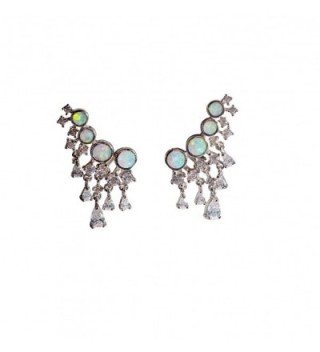 Ear cuffs opal earring drop halo earring jackets opal crawler earrings 925 sterling silver earrings - white opal - CI188I34KZ3