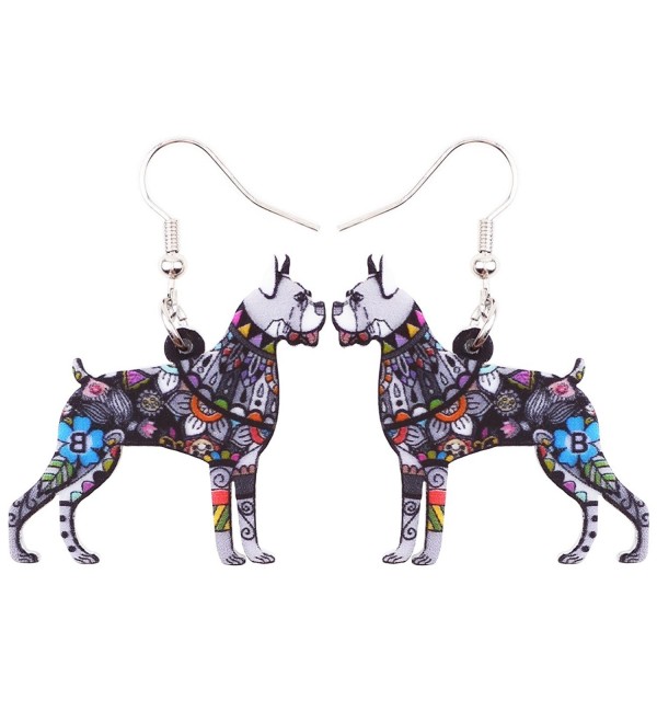 Bonsny Acrylic Drop Boxer Dog Pets Earrings Funny Design Lovely Gift For Girl Women Fashion Jewelry - Grey - CC185M7937E