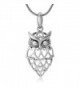 925 Sterling Silver Open Lovely Heart Owl Wisdom Bird Pendant Necklace for Women- 18" Chain - CH12BJVFW9J