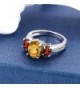 Yellow Citrine Garnet Sterling 3 Stone in Women's Statement Rings