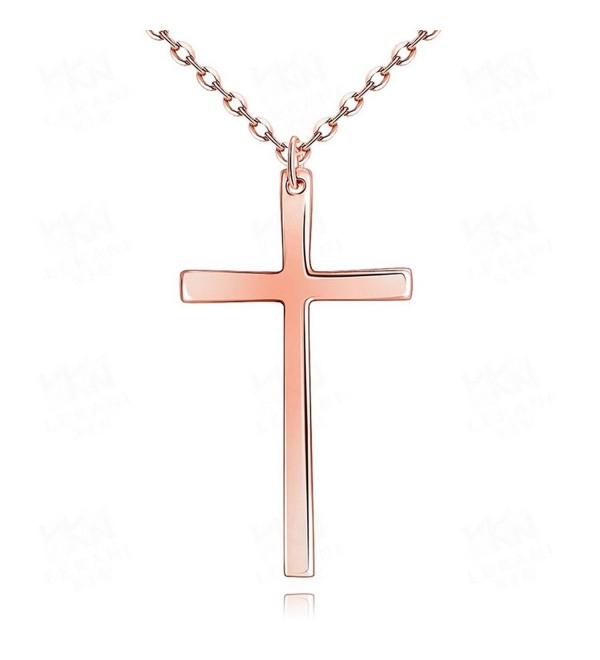 Plain Simple Stainless Steel Polished Cross Pendant Necklace 18"/20"L Cable Chain - CW12M4W9UJ5