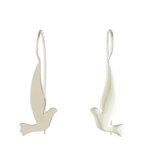 NOVICA .925 Sterling Silver Brushed Satin Finish Drop Hook Earrings 'Friendly Doves' - CW183ZW5NWR