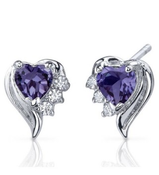Simulated Alexandrite Heart Earrings Sterling Silver Rhodium Nickel Finish 1.50 Carats - CT116LWJERN