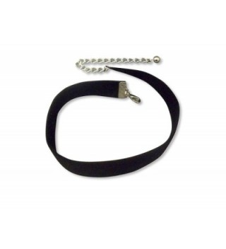 Black Velvet Choker with Four Inch Adjustable Chain 12 to 16 Inches Total Length - C012F70FCHZ